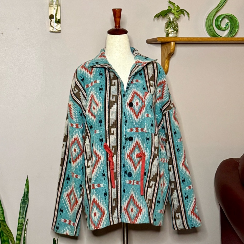 1.4.3. Story by Line Up Turquoise & Red Combo Patterned Optional Cinch S Jacket - Picture 2 of 4